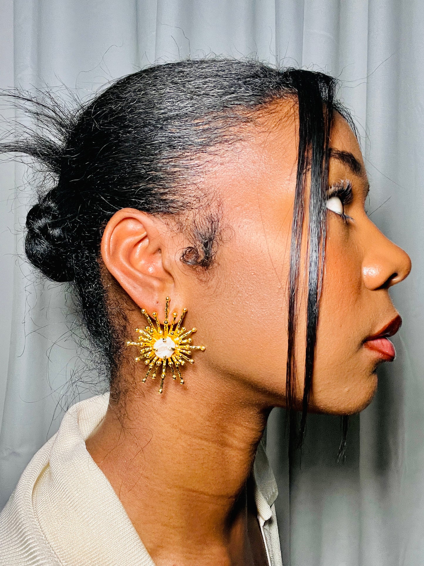 bridal earrings, brass earrings. pearls